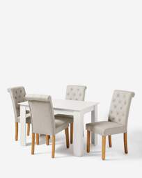 Dakota Dining Table with 4 Ava Chairs White/Natural - thumbnail 3