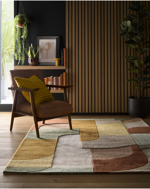 Retro Deco Woollen Rug TAN - Origins - Size: 120X170 - image 1