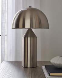 Satin Silver Dome Table Lamp Silver - Searchlight - thumbnail 3