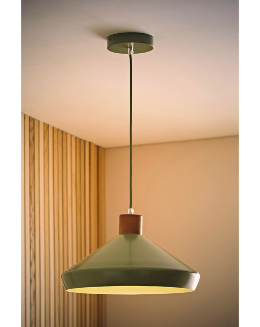 Parker Green & Walnut Pendant Green - ValueLights - image 1