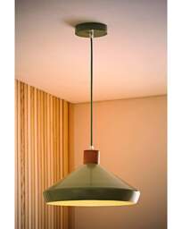 Parker Green & Walnut Pendant Green - ValueLights - thumbnail 3