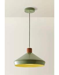 Parker Green & Walnut Pendant Green - ValueLights - thumbnail 2