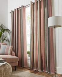 Fusion Whitworth Stripe Eyelet Curtains Blush - Size: 167 x 137cm - thumbnail 1