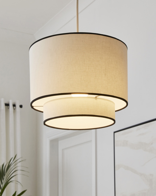 Elizabeth Two Tier Black Trim Shade 30cm White/Black - Joanna Hope - image 1
