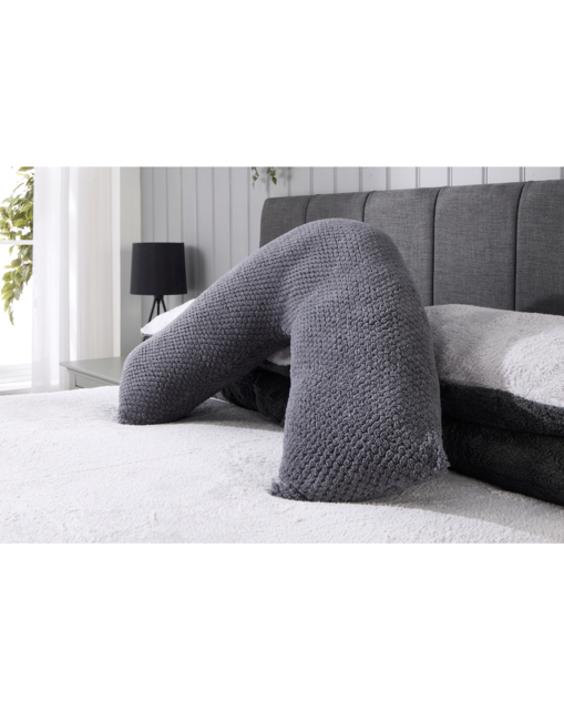 Waffle Fleece V-Shaped Cushion Charcoal - Huggleland - Size: EACH - image 1