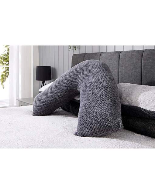 Waffle Fleece V-Shaped Cushion Charcoal - Huggleland - Size: EACH - image 1