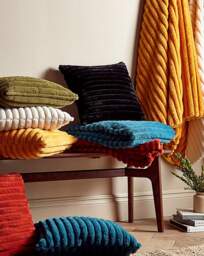 Cosy Ribbed Cushion Teal - Catherine Lansfield - Size: 45X45 - thumbnail 2