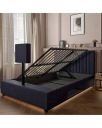 XR Living Maisie LED TV Ottoman Bed Navy - XR Living - Size: DOUBLE - thumbnail 3