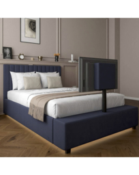 XR Living Maisie LED TV Ottoman Bed Navy - XR Living - Size: DOUBLE - thumbnail 1