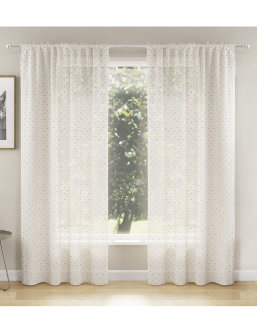 Hanoi Textured Tufted Slubs Voile Panel Natural - Enhanced Living - Size: 140x122
