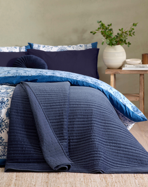 Catherine Lansfield Pinsonic Bedspread Navy - Catherine Lansfield - Size: 220X220 - image 1
