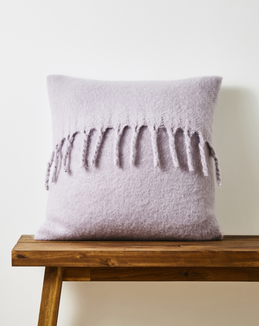 Faux Mohair Fringed Cushion - Lilac Lilac - JD Williams - Size: 43X43CM - image 1