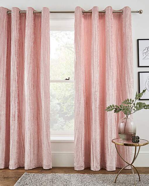 Crinkle Velvet Curtains Blush - JD Williams - Size: 167 x 137cm