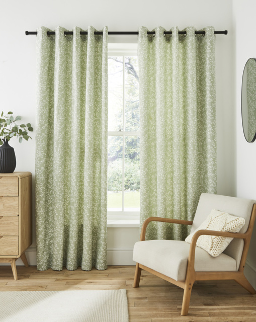 Sundour Sade Eyelet Curtains Green - Sundour - Size: 117 x 229cm - image 1