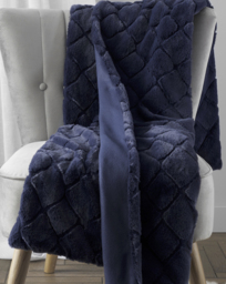 Cosy Diamond Throw Navy - Catherine Lansfield - Size: 130X170 - thumbnail 1