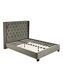 Allegra Winged Velvet Bed Frame Pewter - At Home Collection - Size: DOUBLE - thumbnail 3