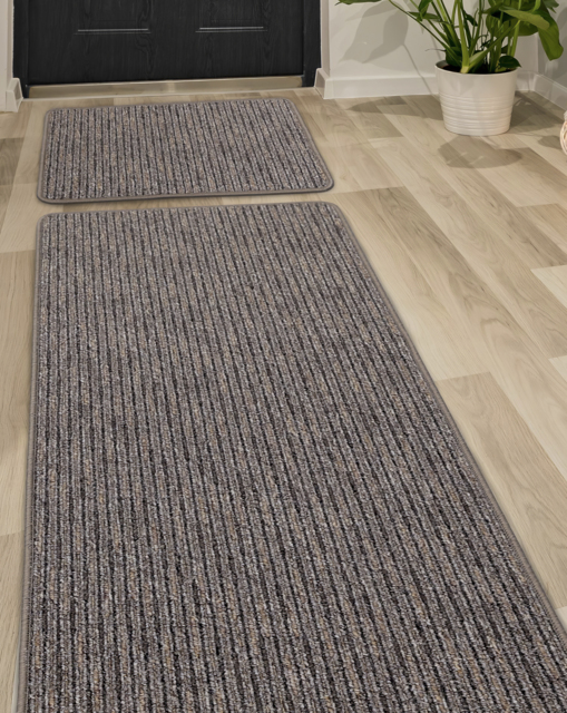 Stripe Utility Runner & Doormat Set Taupe - Homemaker - Size: 57X150 - image 1