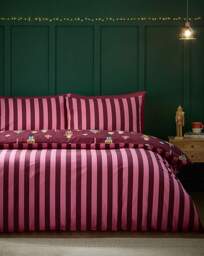 CL Christmas Nutcracker Stripe Duvet Plum - Catherine Lansfield - Size: SINGLE - thumbnail 5