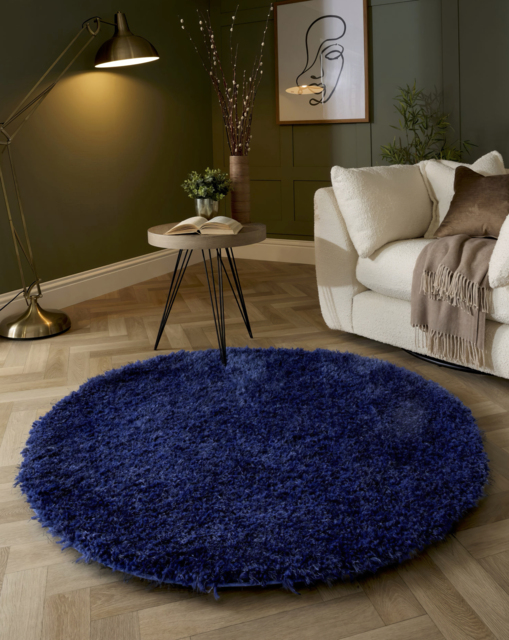 Chicago Shaggy Circle Rug Navy - Origins - Size: 133 DIA - image 1