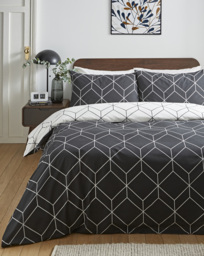 Oberon Duvet Cover Set Monochrome - At Home Collection - Size: DOUBLE