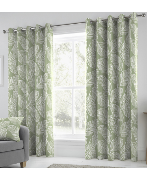 Fusion Matteo Eyelet Curtains Green - Dreams & Drapes - Size: 167 x 137cm - image 1