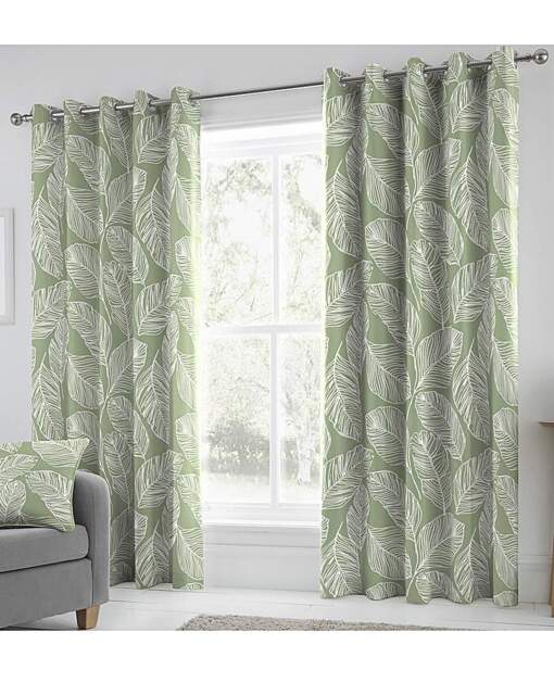Fusion Matteo Eyelet Curtains Green - Dreams & Drapes - Size: 167 x 137cm - image 1