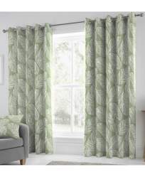 Fusion Matteo Eyelet Curtains Green - Dreams & Drapes - Size: 167 x 137cm - thumbnail 1
