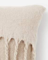 Faux Mohair Fringed Cushion - Natural Natural - JD Williams - Size: 43X43CM - thumbnail 4