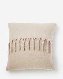 Faux Mohair Fringed Cushion - Natural Natural - JD Williams - Size: 43X43CM - thumbnail 5