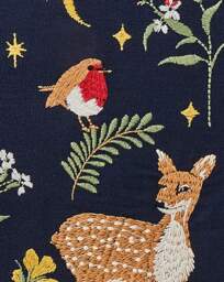 Woodland Animals Embroidered Cushion Navy - JD Williams - Size: 43X43CM - thumbnail 2
