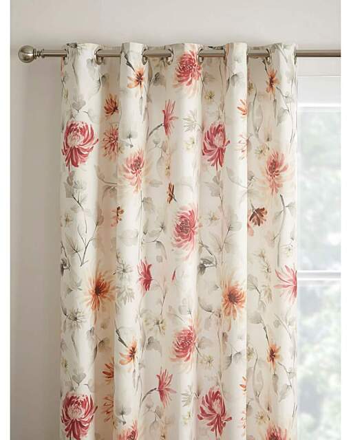 Nadia Floral Eyelet Curtains RED - Dreams & Drapes - Size: 168 x 137cm - image 1