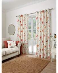 Nadia Floral Eyelet Curtains RED - Dreams & Drapes - Size: 168 x 137cm - thumbnail 3