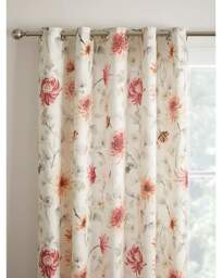 Nadia Floral Eyelet Curtains RED - Dreams & Drapes - Size: 168 x 137cm - thumbnail 1