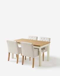 Ashford Dining Table with 4 Mae Chairs Cream/Natural - Julipa - thumbnail 2
