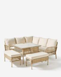 Vienna Open Weave Corner Sofa Set Natural - JD Williams - thumbnail 3