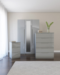 Sorrento Gloss 4 Piece Bedroom Package Grey - One Call - thumbnail 1