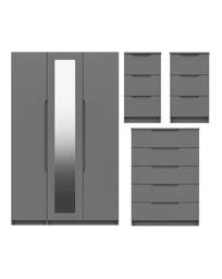 Sorrento Gloss 4 Piece Bedroom Package Grey - One Call - thumbnail 2
