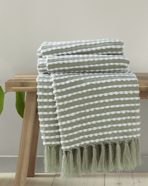 Catherine Lansfield Stab Stitch Throw Sage - Catherine Lansfield - Size: ONE SIZE - image 1