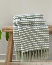 Catherine Lansfield Stab Stitch Throw Sage - Catherine Lansfield - Size: ONE SIZE