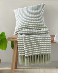 Catherine Lansfield Stab Stitch Throw Sage - Catherine Lansfield - Size: ONE SIZE - thumbnail 3