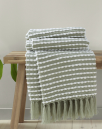 Catherine Lansfield Stab Stitch Throw Sage - Catherine Lansfield - Size: ONE SIZE