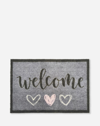 My Mat Welcome Hearts Doormat Grey - Size: 50X75