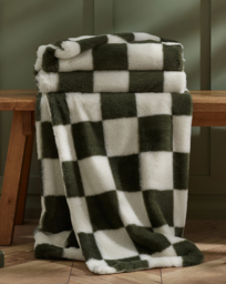Catherine Lansfield Checkerboard Throw Green - Catherine Lansfield - Size: 130X170
