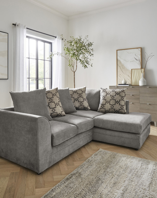 Grace Chenille Right Hand Corner Sofa Pewter - image 1