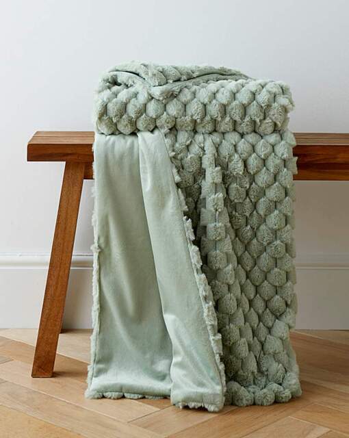 Scallop Faux Fur Throw - Sage Green Sage Green - JD Williams - Size: 120X150 - image 1