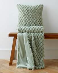 Scallop Faux Fur Throw - Sage Green Sage Green - JD Williams - Size: 120X150 - thumbnail 2