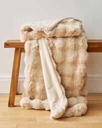 Bubble Faux Fur Throw - Natural Natural - JD Williams - Size: 120X150 - thumbnail 1