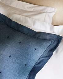 Nola Cotton Quilted Ruffled Edge Cushion Blue - JD Williams - Size: 43X43 - thumbnail 5