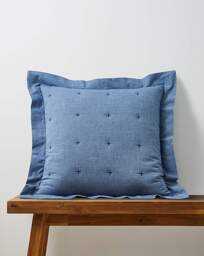 Nola Cotton Quilted Ruffled Edge Cushion Blue - JD Williams - Size: 43X43 - thumbnail 1