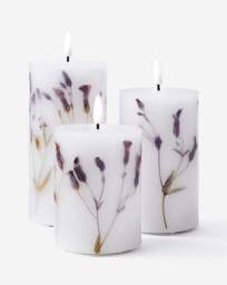 Julipa Set of 3 Dry Flower LED Candles White - Julipa - thumbnail 3